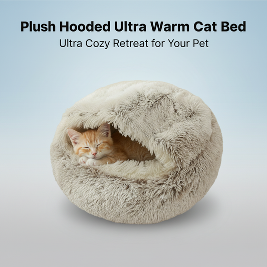 Plush Hooded Ultra Warm Cat Bed