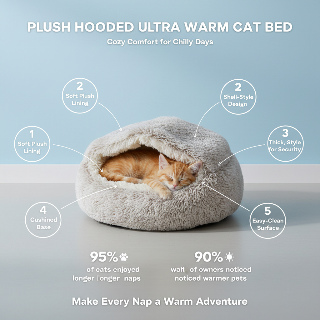 Plush Hooded Ultra Warm Cat Bed