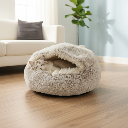 Plush Hooded Ultra Warm Cat Bed