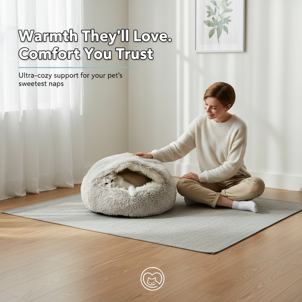 Plush Hooded Ultra Warm Cat Bed